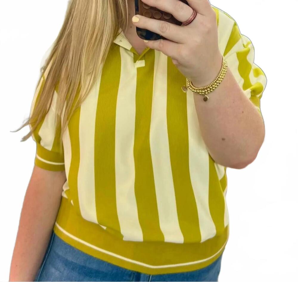 NEW CAROLE CHRISTIAN jasmine stripe top in olive floral mandala